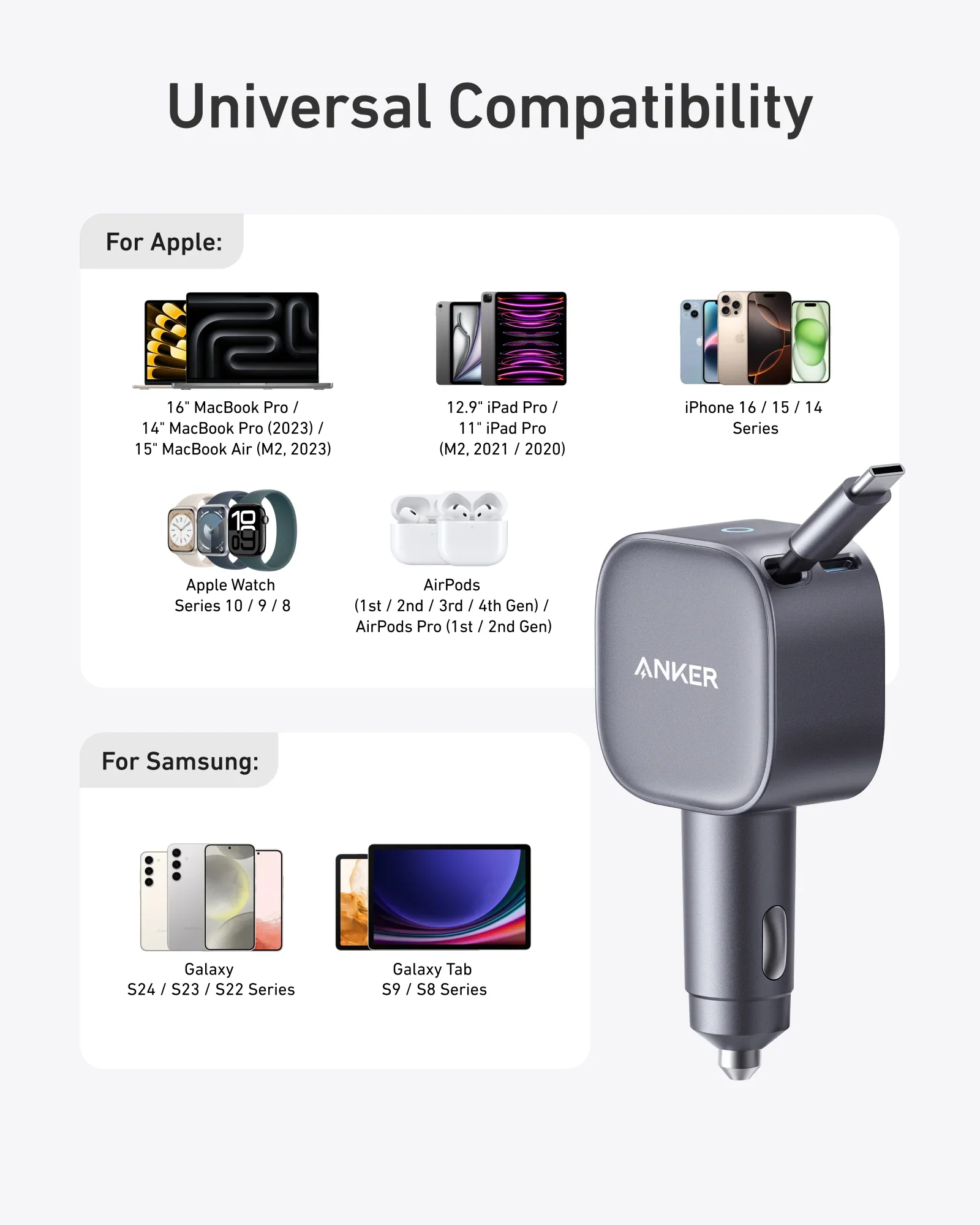 Anker Nano 75W USB-C Car Charger with Built-in Retractable USB-C Cable - Image 6