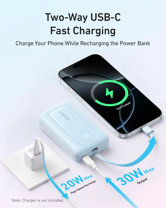 Anker Zolo Power Bank (10K, 30W) with a 5.4-inch (13.7 cm) built-in USB-C cable - Image 5