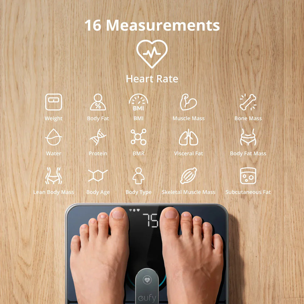 Eufy Smart Scale P2 Pro, Wi‑Fi + Bluetooth Smart Scale with 16 Biometric Metrics - Image 3